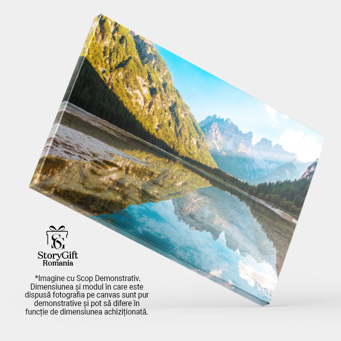 Tablou Canvas Peisaj Frumos in Dolomiti, Lago di Landro Lacuri Alpine si Varfuri Impunatoare in Inima Naturii 40x25CM [4]