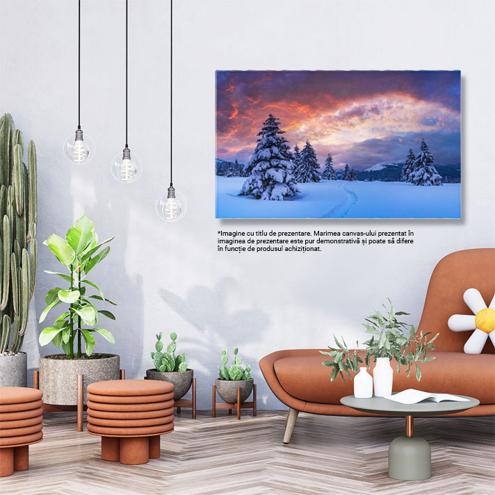 Tablou Canvas Peisaj incredibil cu conifere acoperite de zapada, peisaj de Craciun, iarna 2497 40x25CM [3]