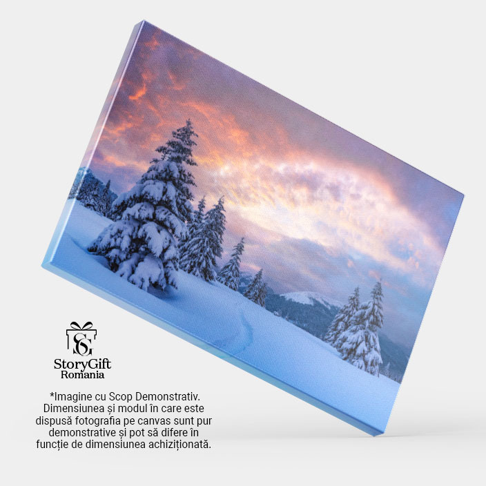 Tablou Canvas Peisaj incredibil cu conifere acoperite de zapada, peisaj de Craciun, iarna 2497 40x25CM [4]