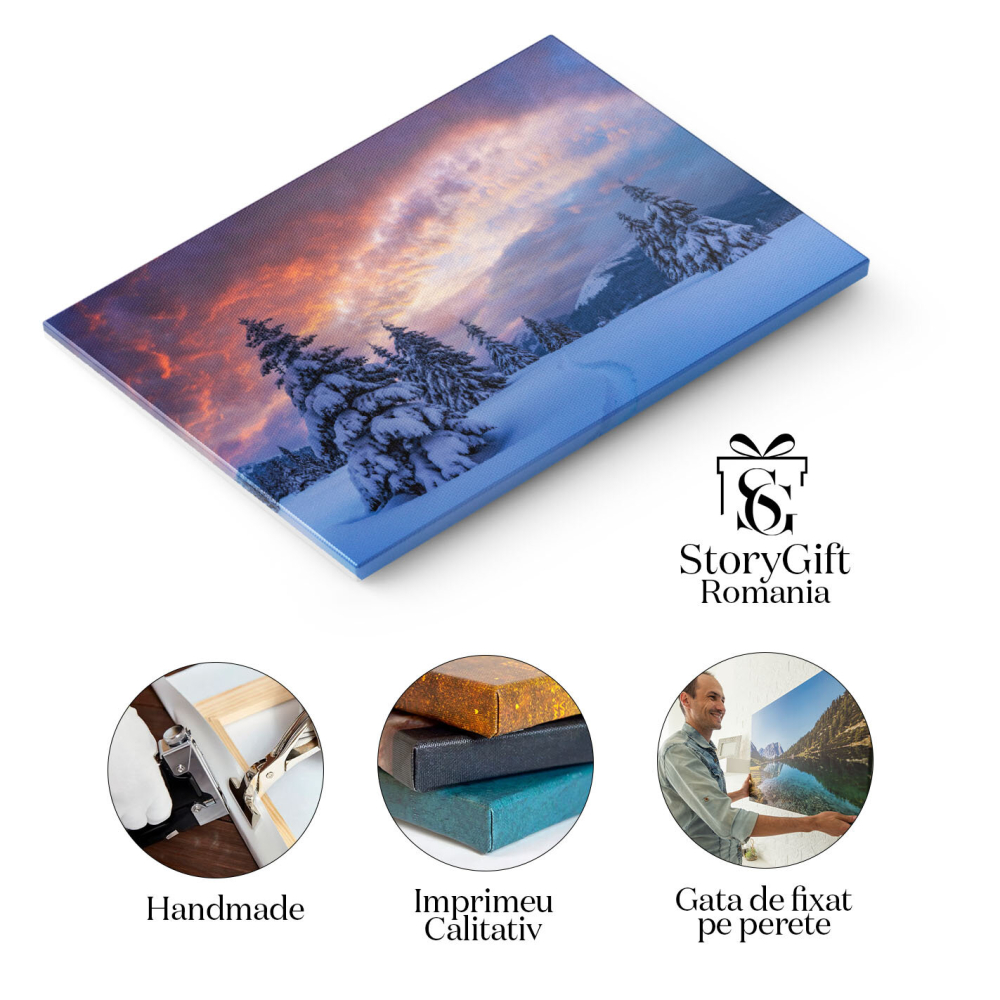 Tablou Canvas Peisaj incredibil cu conifere acoperite de zapada, peisaj de Craciun, iarna 2497 40x25CM [2]