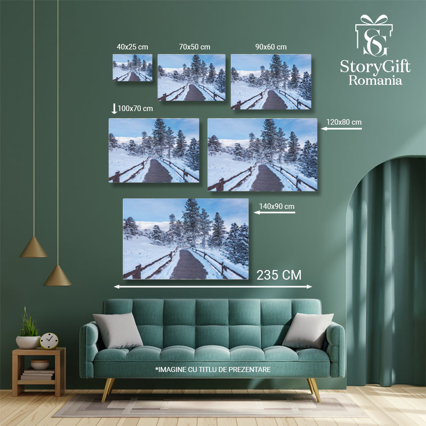 Tablou Canvas - Peisaj inzepezit in Padure: Liniste si Eleganta in Asteptarea Sarbatorilor de Iarna 40x25CM [5]
