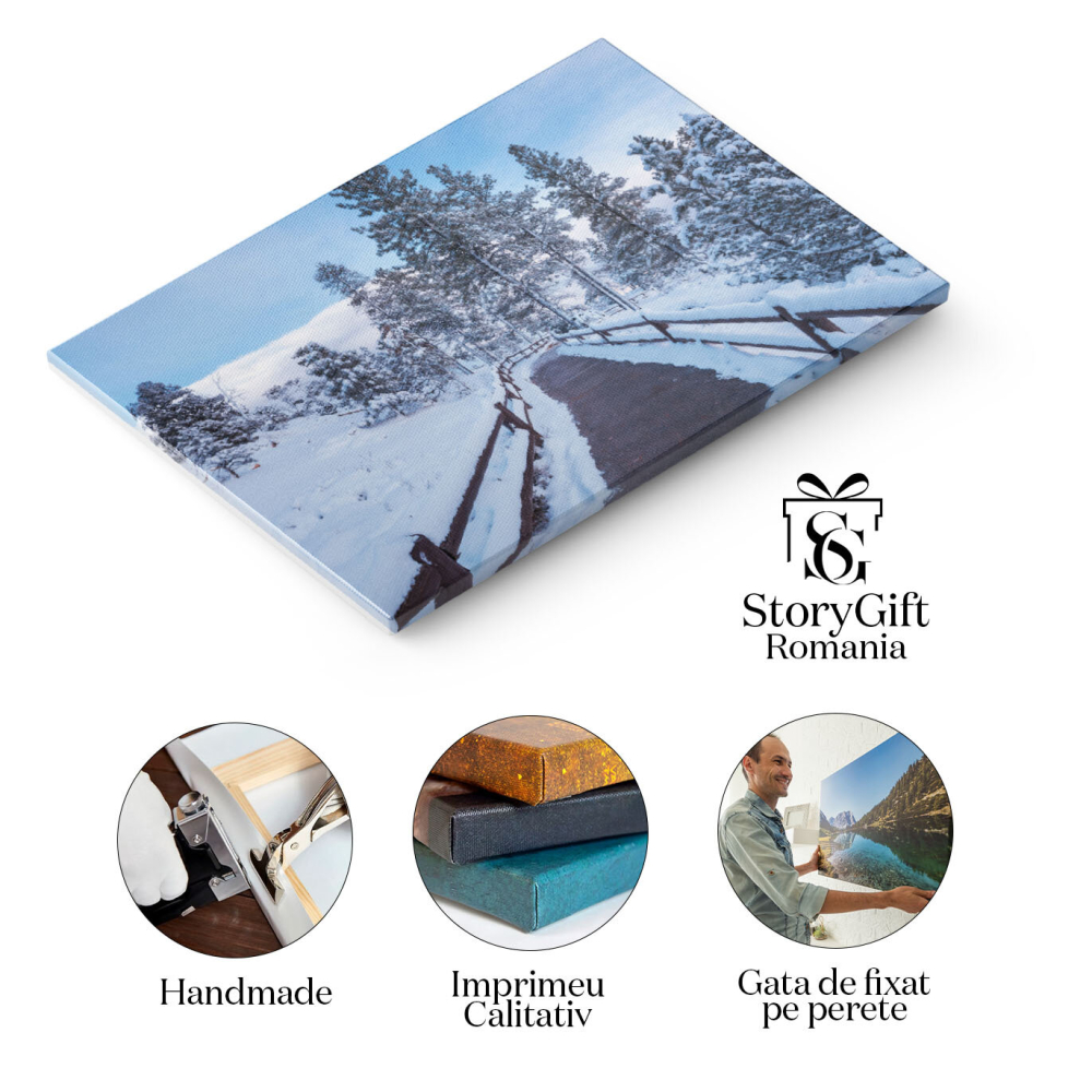 Tablou Canvas - Peisaj inzepezit in Padure: Liniste si Eleganta in Asteptarea Sarbatorilor de Iarna 40x25CM [2]