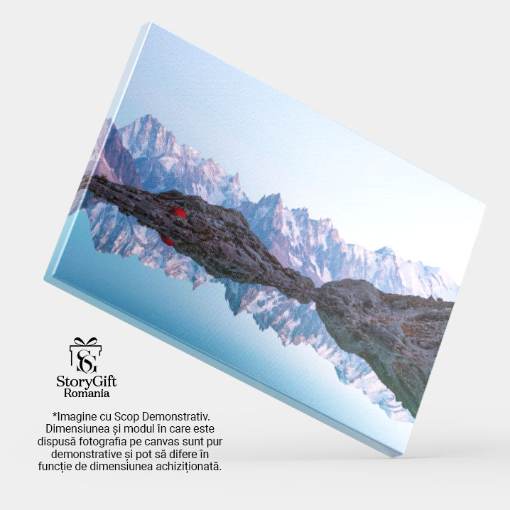 Tablou Canvas Peisaj Lac Blanc cu Cort Rosu, munte, natura, calatorie, peisaj, Franta, Alpi 3719 40x25CM [4]