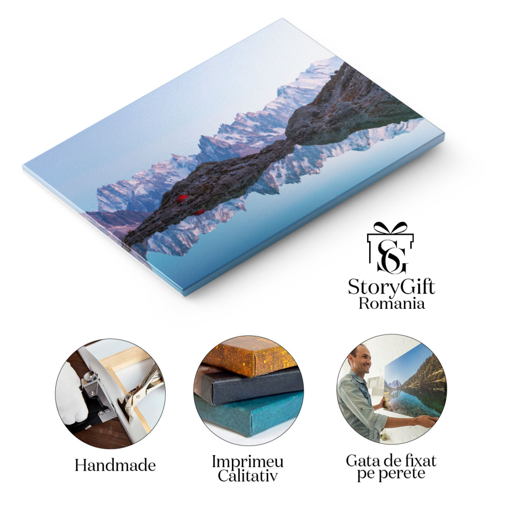 Tablou Canvas Peisaj Lac Blanc cu Cort Rosu, munte, natura, calatorie, peisaj, Franta, Alpi 3719 40x25CM [2]