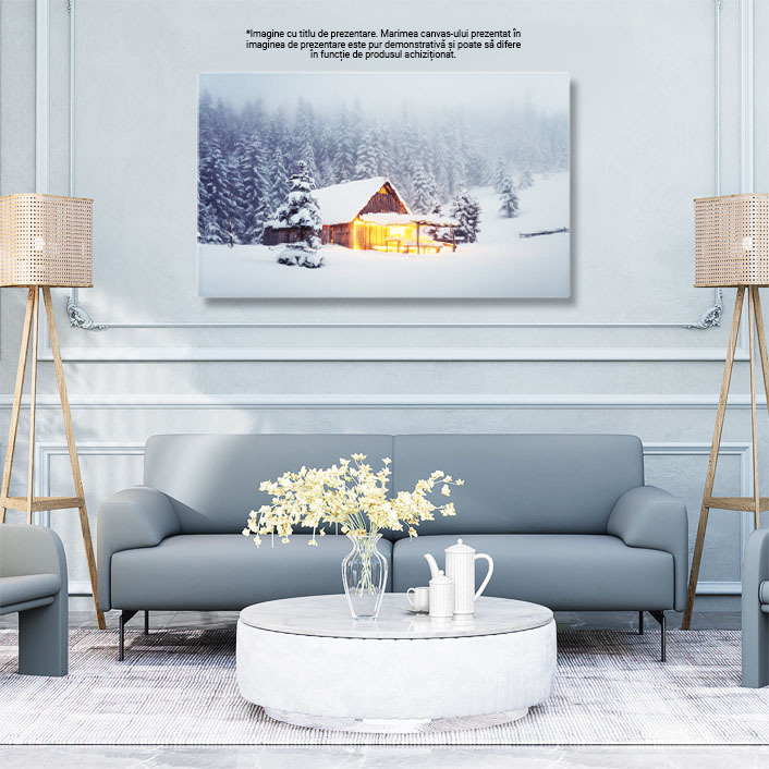 Tablou Canvas Peisaj Minunat cu Casa Inzapezita Munte, Inzapezit, Peisaj 1912 40x25CM [3]