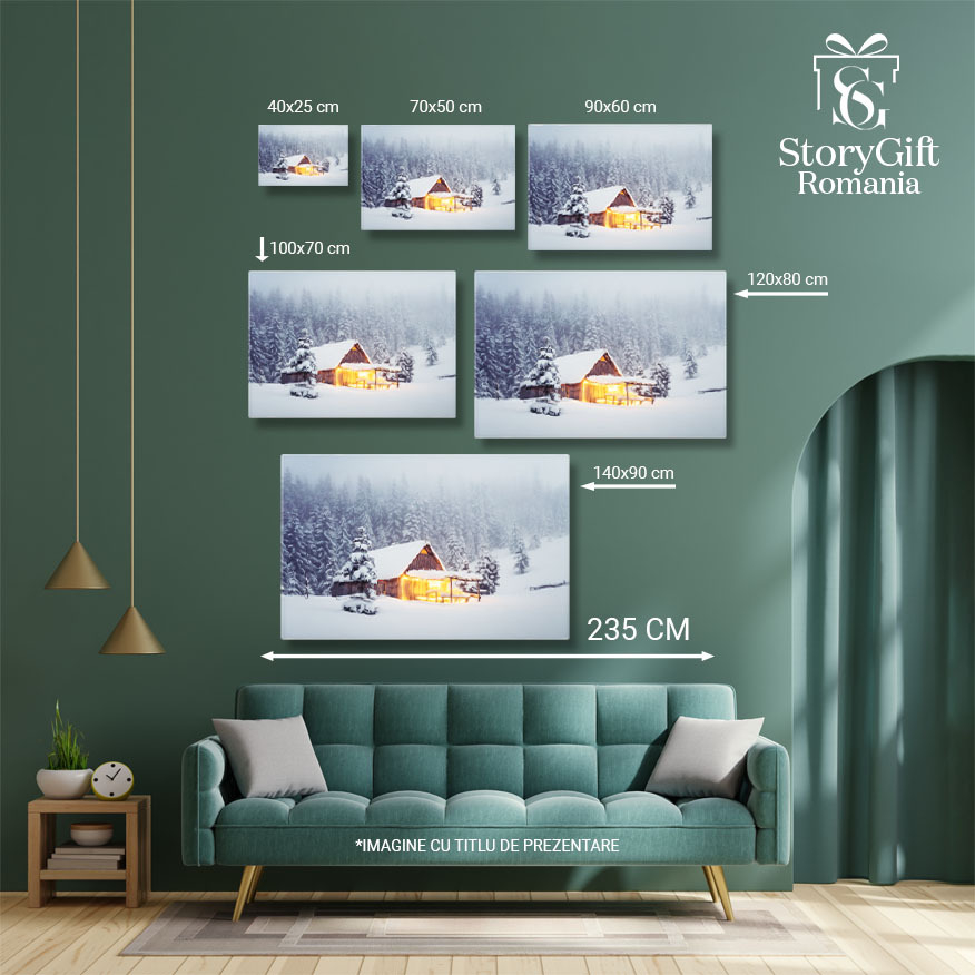 Tablou Canvas Peisaj Minunat cu Casa Inzapezita Munte, Inzapezit, Peisaj 1912 40x25CM [5]