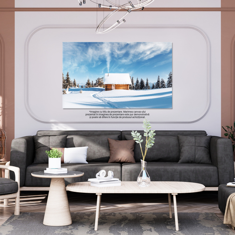 Locuință Înghețată în Peisajul Montan de Iarnă, Marime 40x25CM [3]