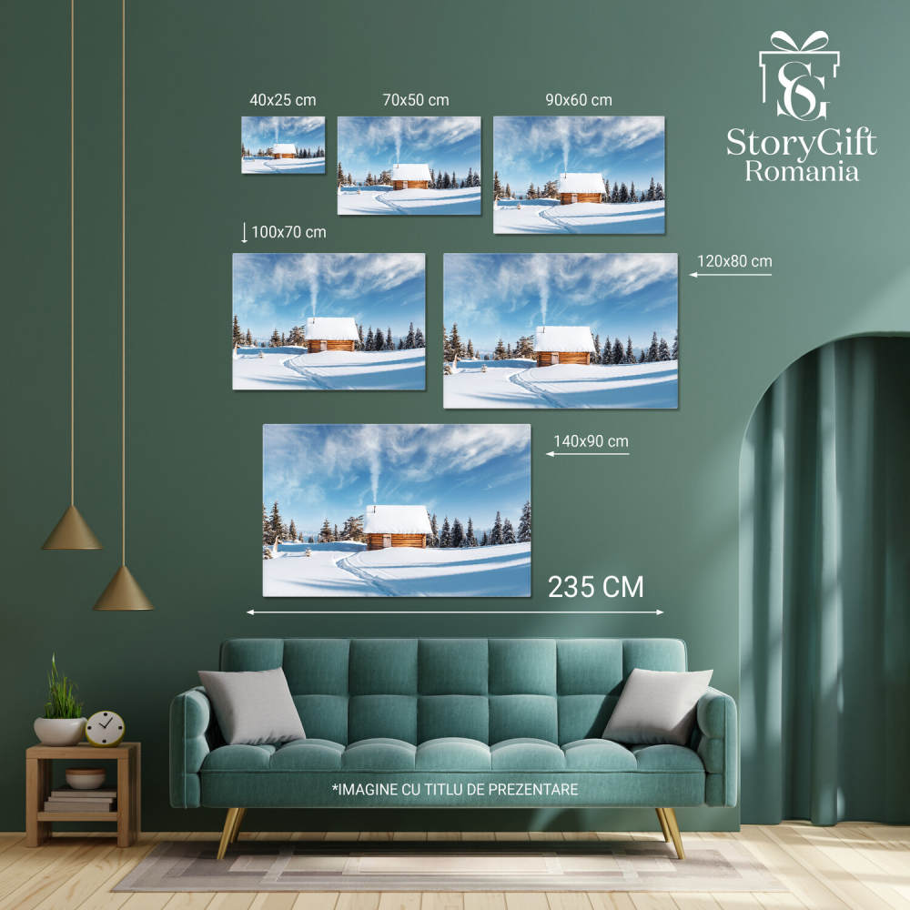 Locuință Înghețată în Peisajul Montan de Iarnă, Marime 40x25CM [4]