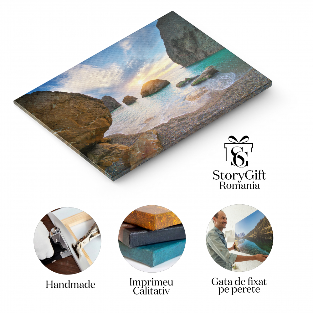 Tablou Canvas Peisaj Natural la Mare, apus, coasta, ocean, plaja, peisaj marin 70x50CM [2]