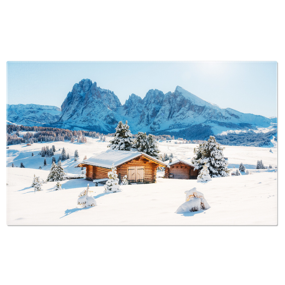 Peisaj Pictoresc cu Mica Casă de Lemn pe Munte, Alpe di Siusi, Dolomiți, Italia, Marime 40x25CM [1]