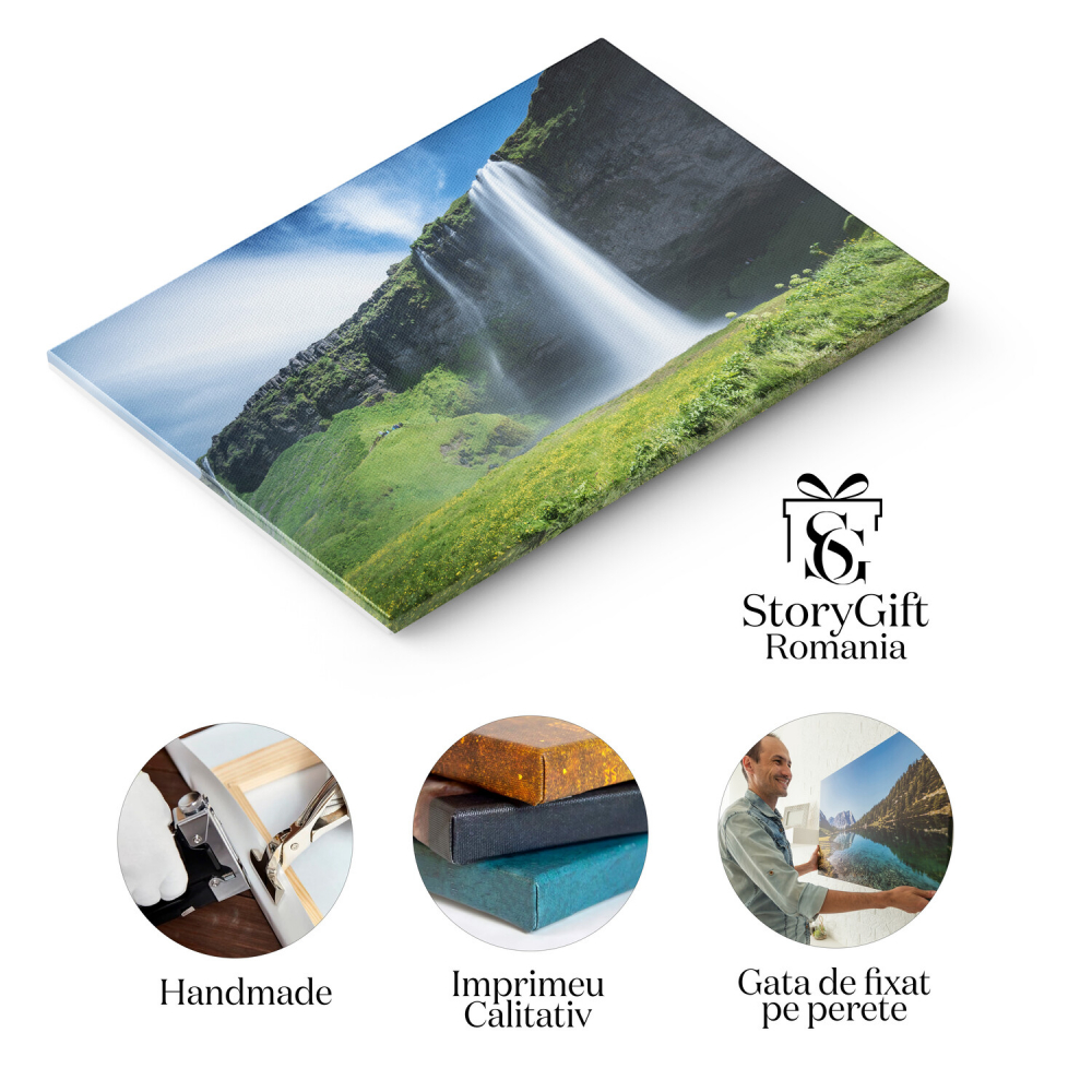 Tablou Canvas Cascada Seljalandfoss - Peisaj Uimitor pentru Decor, Marime 40x25CM [2]