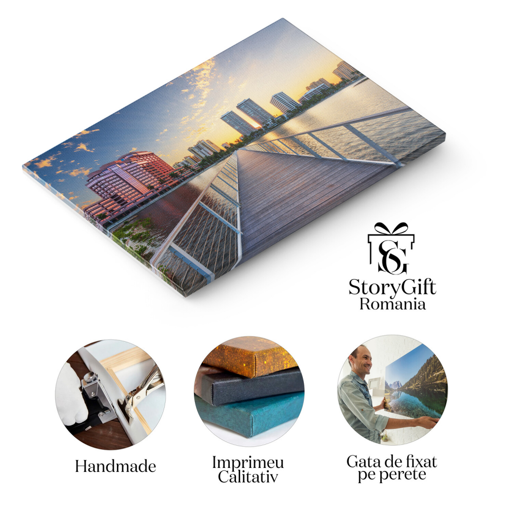 Tablou Canvas Peisaj Urban în Districtul Columbia: Luminite Strălucitoare în Zorii Dimineții, Marime 40x25CM [2]