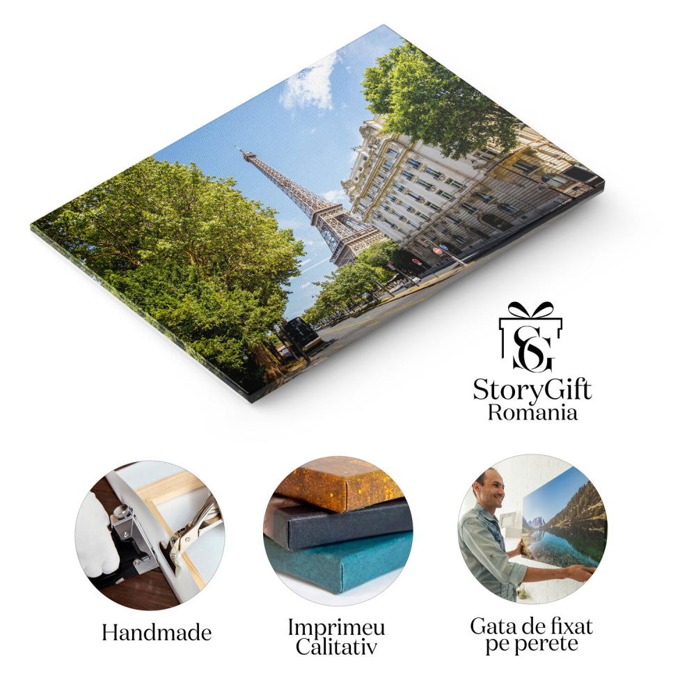 Peisaj Urban la Lumina Apusului în Paris – Tablou Canvas, Marime 40x25CM [2]