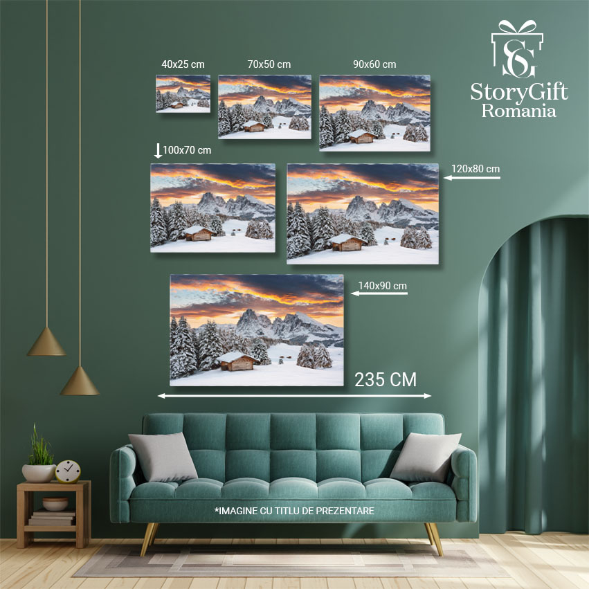 Tablou Canvas Peisaje de iarna in Dolomiti: zapada si munti, farmec hibernal 40x25CM [5]