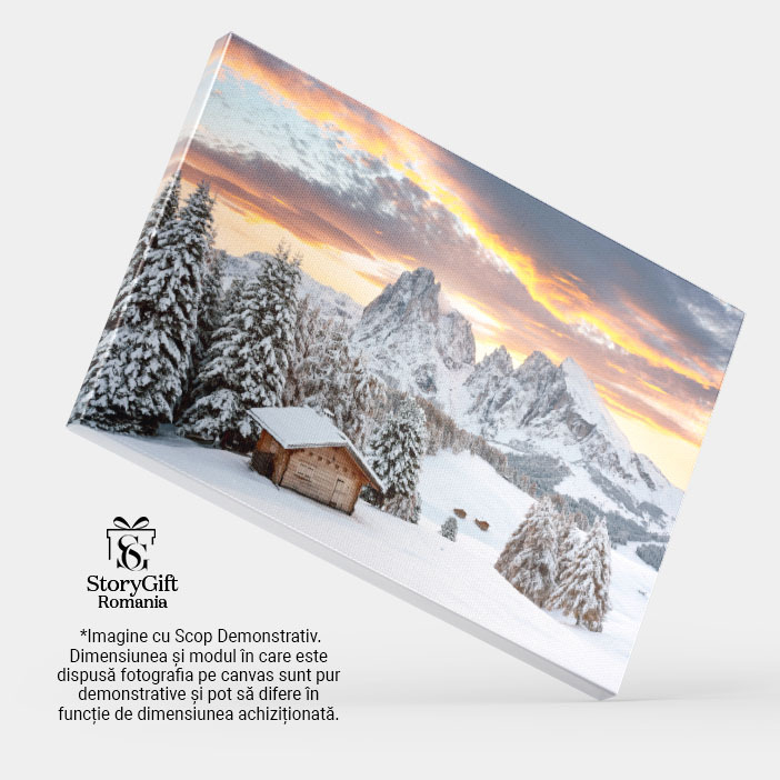 Tablou Canvas Peisaje de iarna in Dolomiti: zapada si munti, farmec hibernal 40x25CM [4]