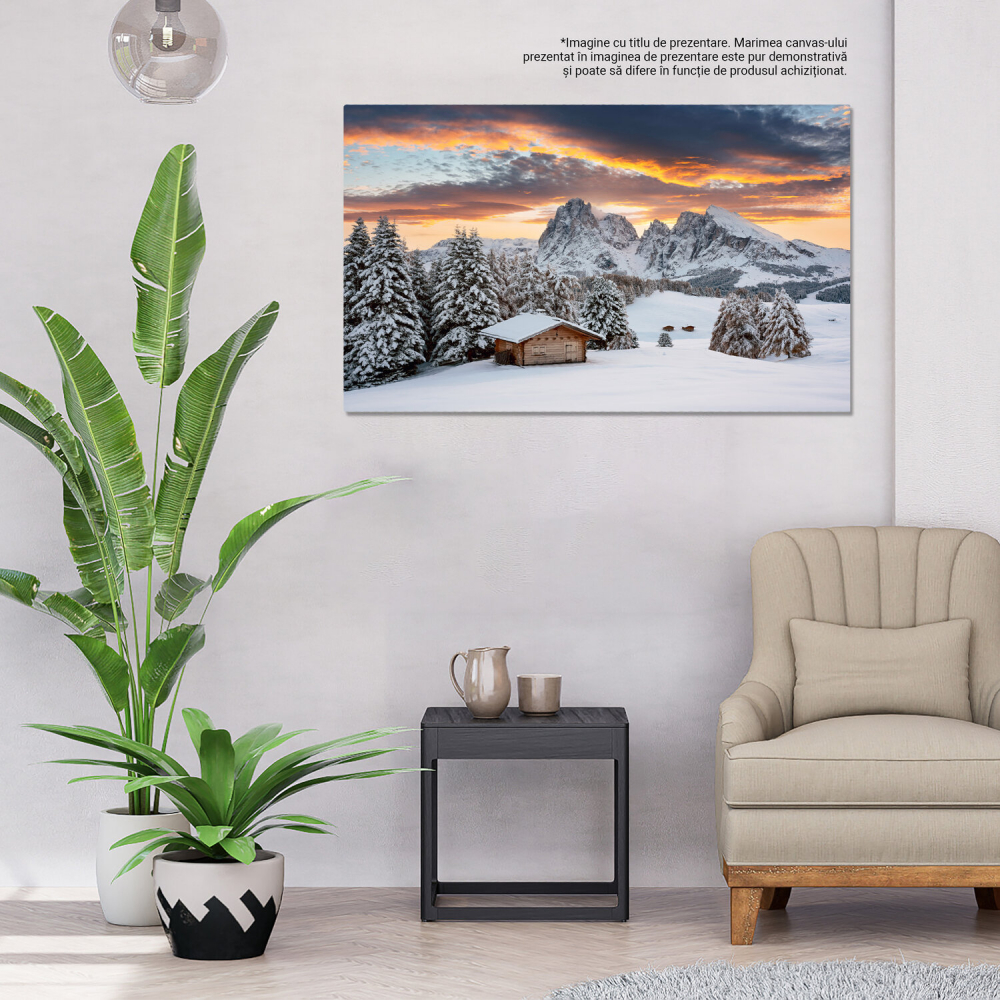 Peisaje de Iarnă în Dolomiți - Farmecul Zăpezii și Muntelui, Marime 40x25CM [3]