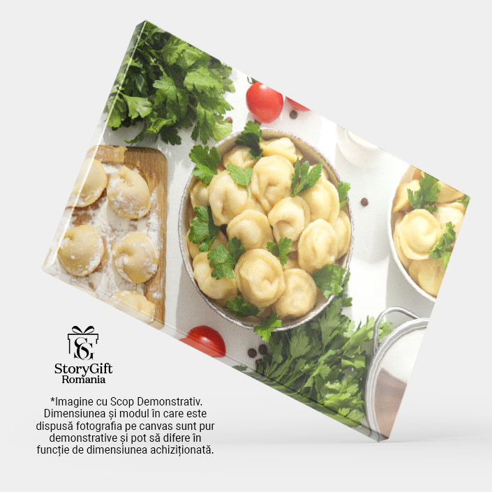 Tablou Canvas Pelmeni  Concept de Mancare Gustoasa Bucate Fierbinti si Savori traditionale, Perfecte pentru Mese Delicioase 40x25CM [4]