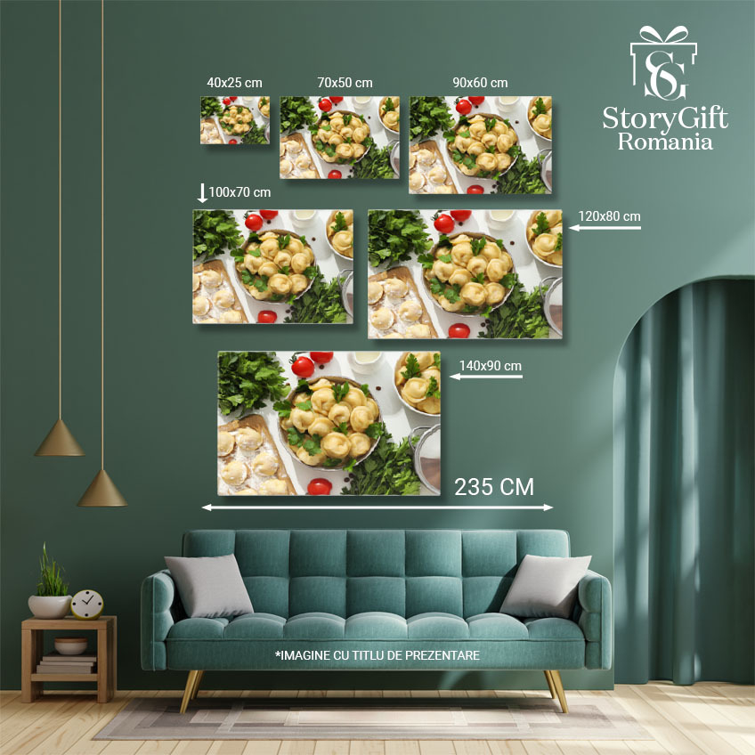 Tablou Canvas Pelmeni  Concept de Mancare Gustoasa Bucate Fierbinti si Savori traditionale, Perfecte pentru Mese Delicioase 40x25CM [5]