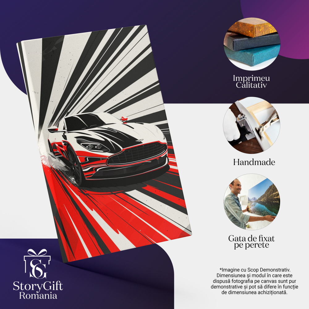 Mașină în Trei Culori - Tablou Canvas pentru Camere de Băieți, Marime 40x25CM [2]