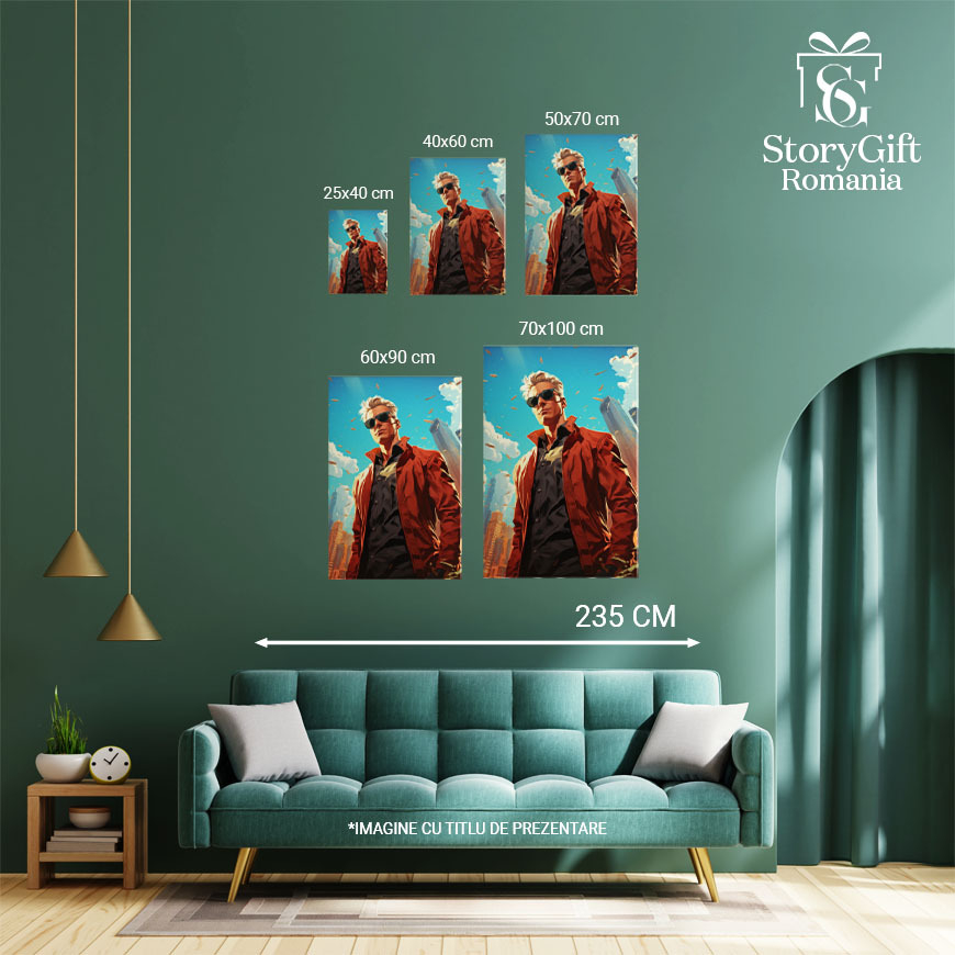 Tablou Canvas:  Personaj Animat Barbat in Era Blocurilor Inalte - Fotografie de Portret Urban Pictura Digitala 40x25CM [4]