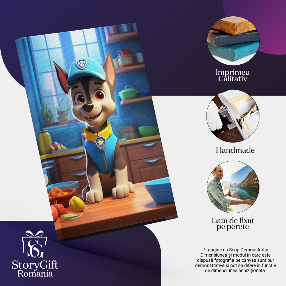 Tablou Canvas:  Personaj Cățel în Bucătărie- Desene Animate Pictura Digitala 40x25CM [3]
