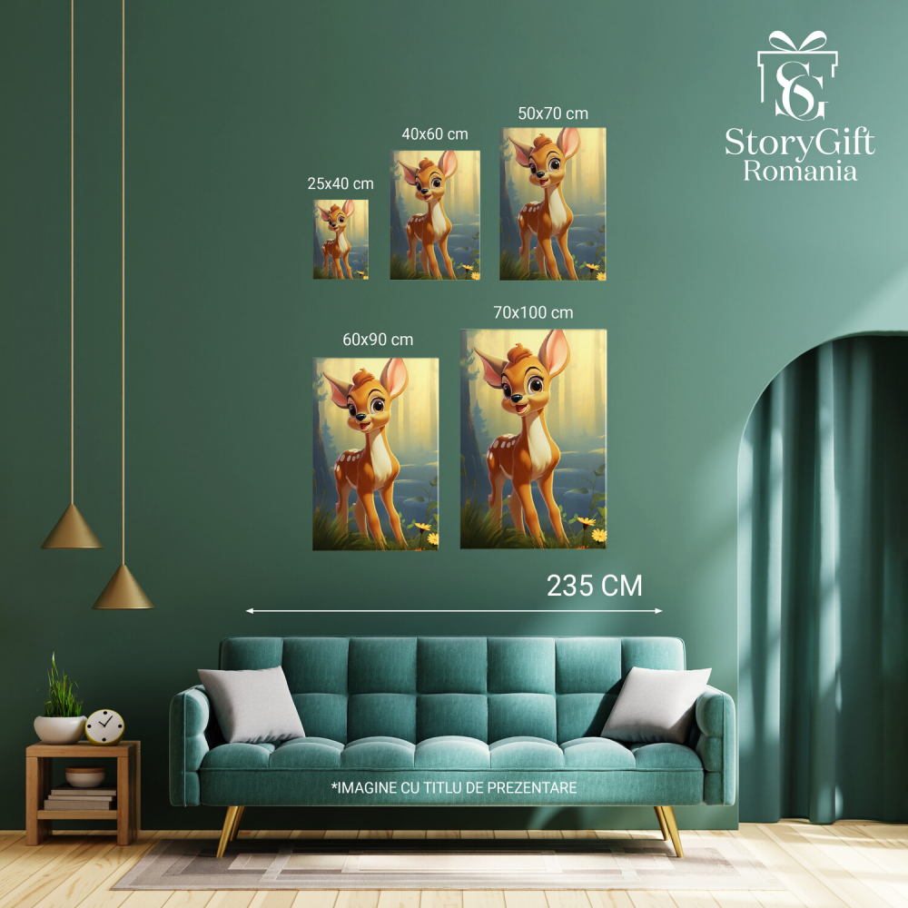 Tablou Canvas - Caprioara Bambi în Desișul Pădurii, Pictură Digitală, Marime 40x25CM [4]