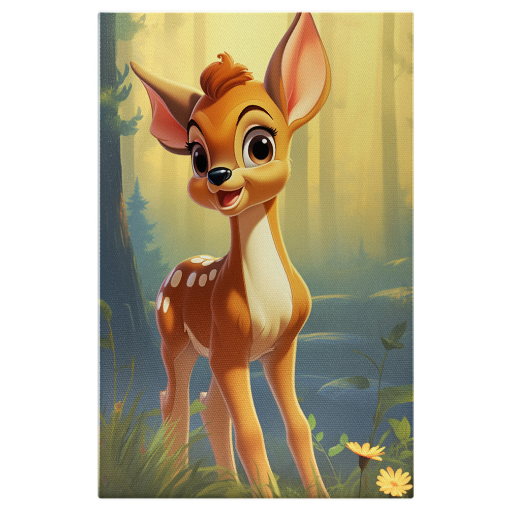 Tablou Canvas - Caprioara Bambi în Desișul Pădurii, Pictură Digitală, Marime 40x25CM [1]