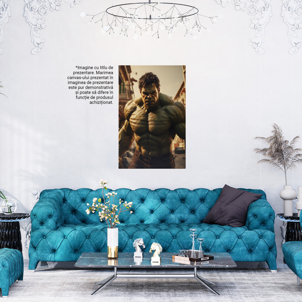 Hulk cu Blugi Negri și Privire Nervoasă - Pictură Digitală, Marime 40x25CM [4]