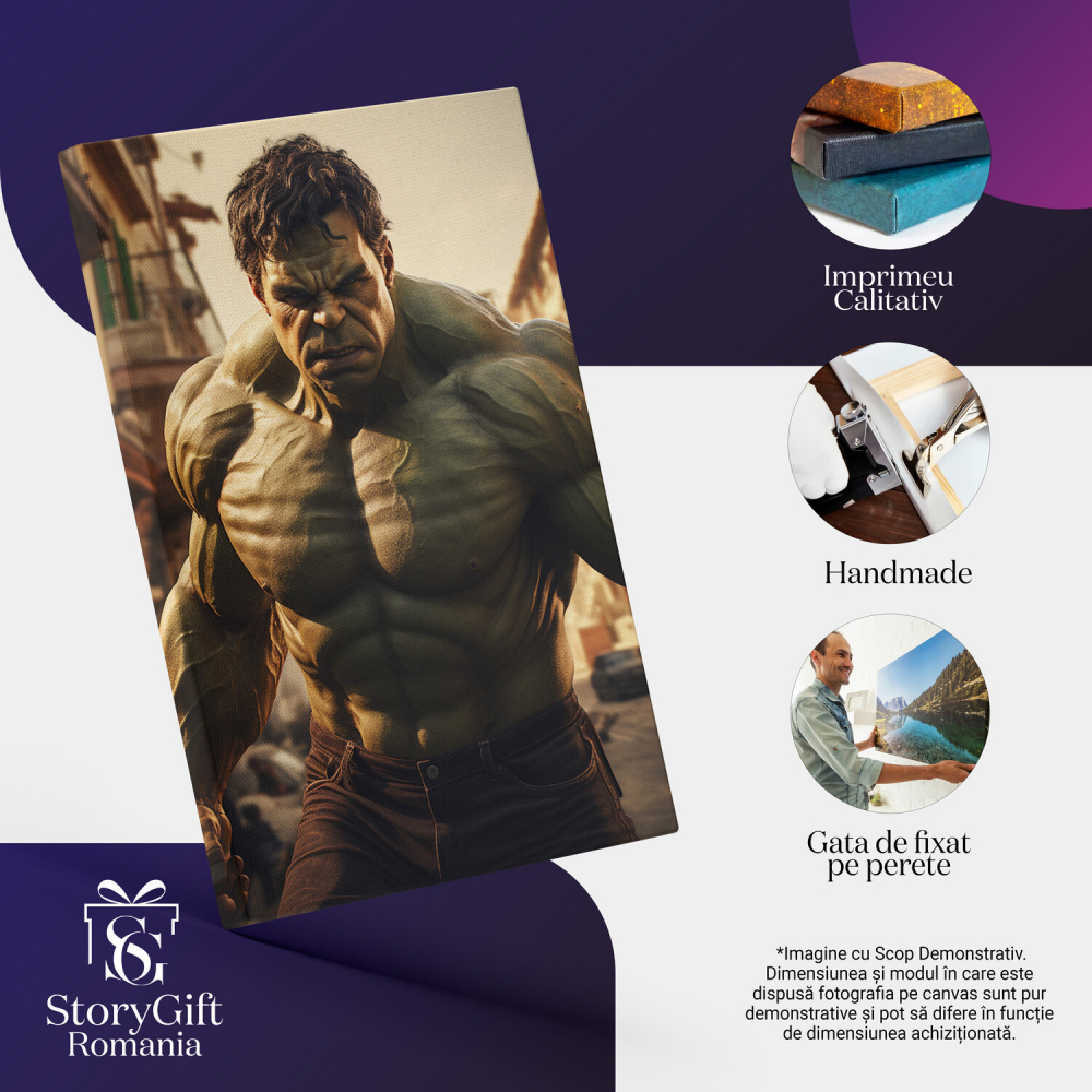 Hulk cu Blugi Negri și Privire Nervoasă - Pictură Digitală, Marime 40x25CM [2]