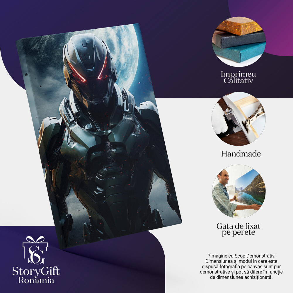 Tablou Canvas - Personaj Misterios Cyborg sub Lumina Lunii, Marime 40x25CM [2]