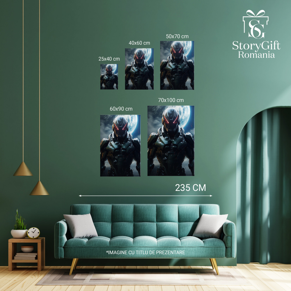 Tablou Canvas - Personaj Misterios Cyborg sub Lumina Lunii, Marime 40x25CM [3]