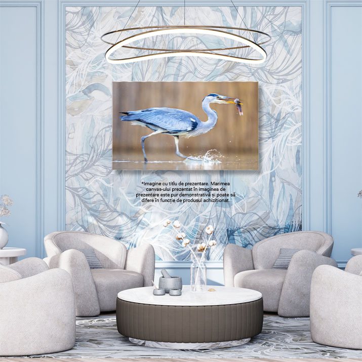 Tablou Canvas Pescar Egreta - Mestecand in Ungaria 40x25CM [3]