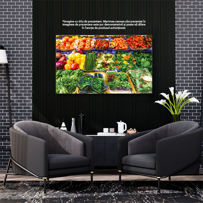 Tablou Canvas Piata de Fructe si Legume Varitate de Produse Proaspete, market, fructe, legume, varietate, proaspete 2087 40x25CM [3]