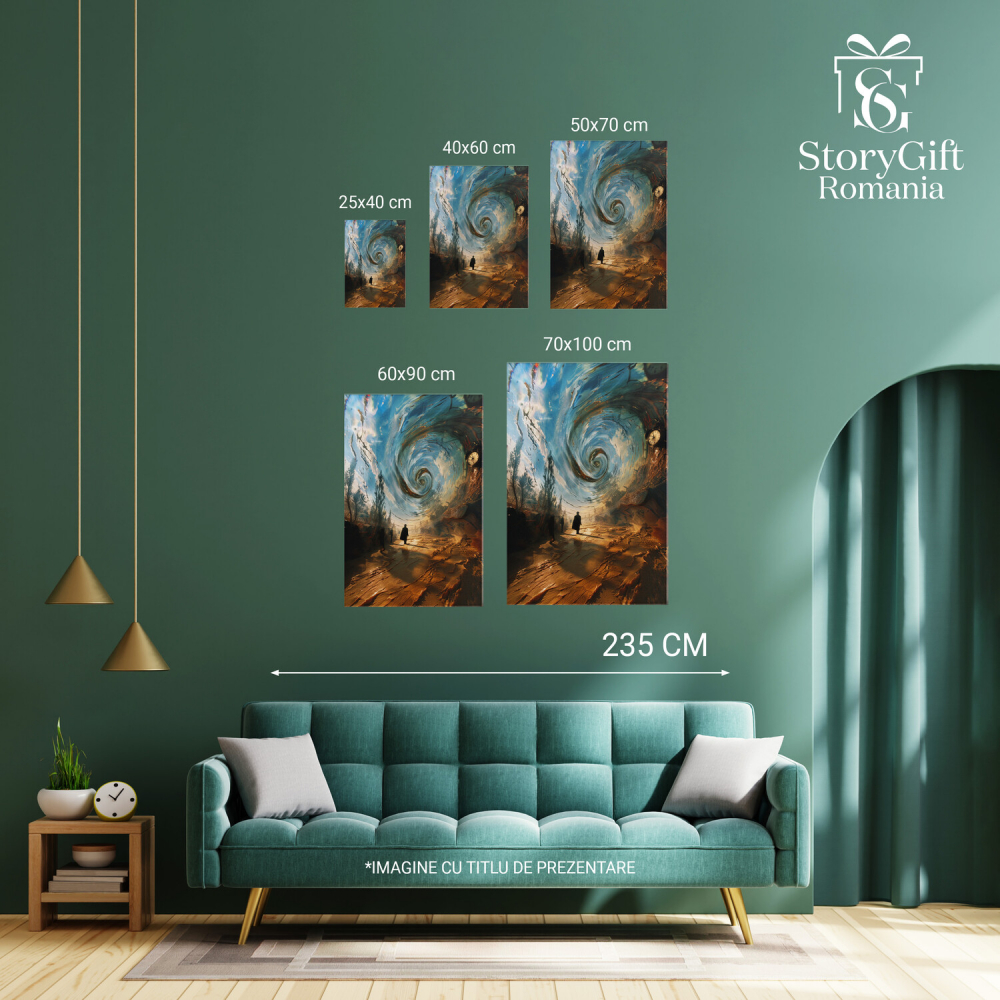 Pictură Abstractă în Ulei - Vârtej și Umbre de Oameni, Marime 40x25CM [4]