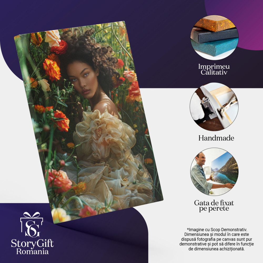Tablou Canvas: Piele Bronzată în Culorile Tăcerii O Odă Adusă Naturii Înfloritoare Primăvara Pictura Digitala 40x25CM [3]