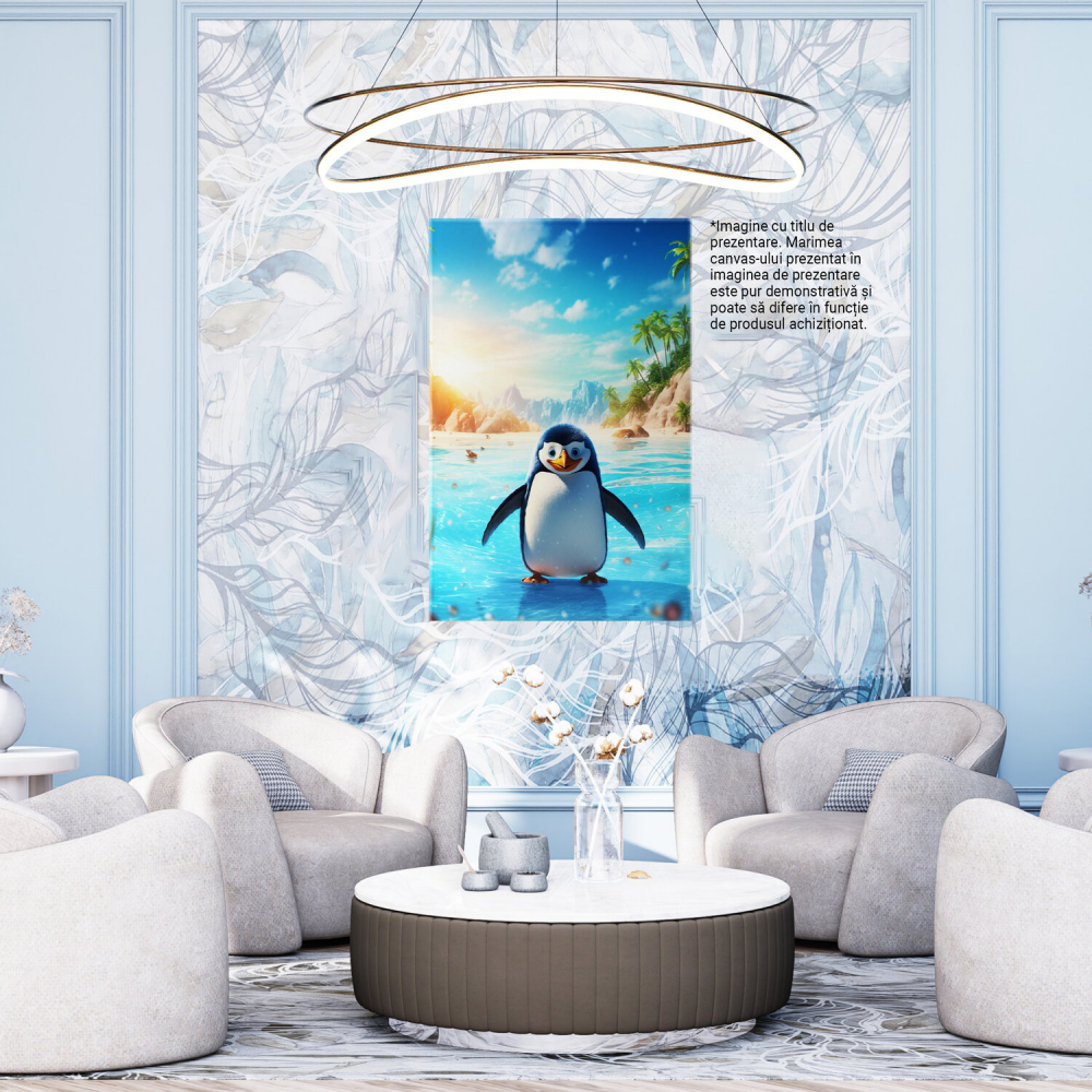 Tablou Canvas - Pinguin Pe Gheață Încălzită de Soare, Marime 40x25CM [4]