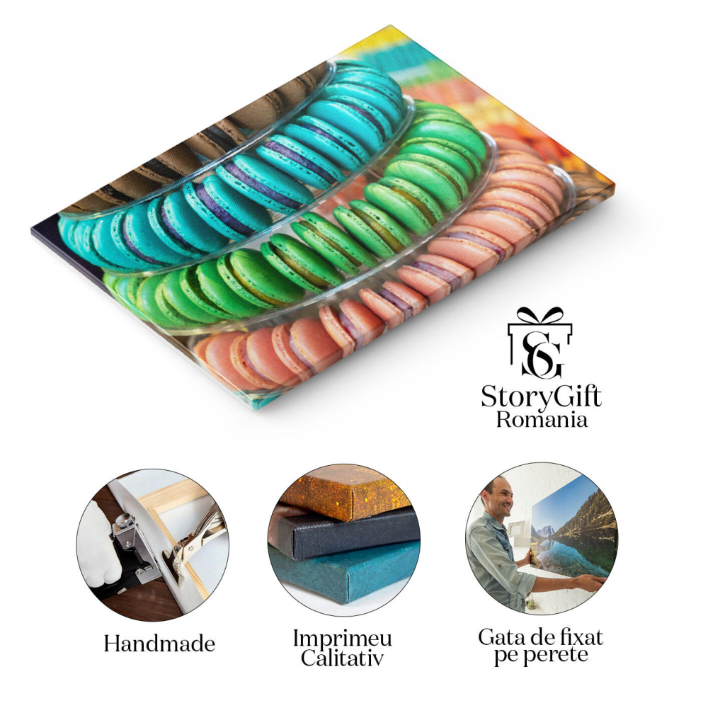 Tablou Canvas Piramida de Macarons Francezi Delicioase si Colorate, Perfecte pentru Un Eveniment sau Ocazie Speciala 40x25CM [2]
