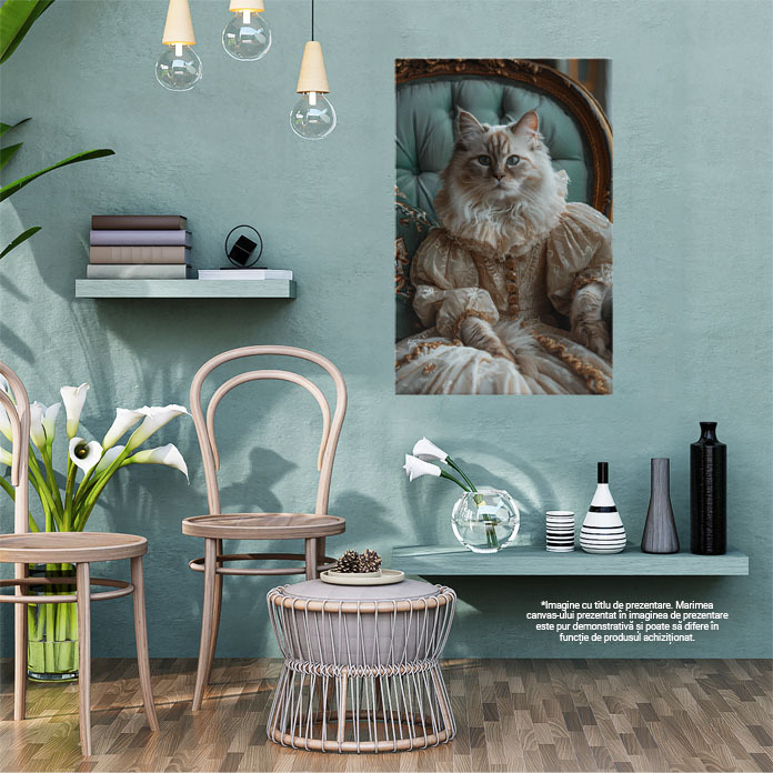 Tablou Canvas:  Pisica aristocrată așteptând să fie servită - Eleganță și stil între mustăți Pictura Digitala 40x25CM [2]