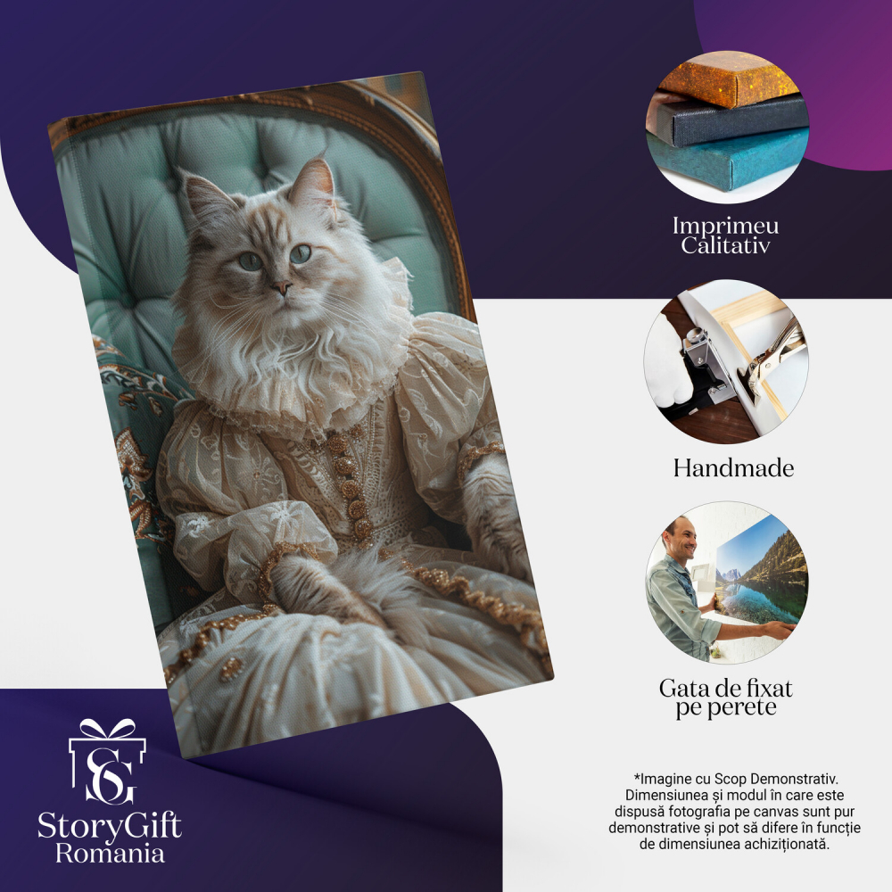 Pisica Aristocrată Așteptând să Fie Servită - Pictură Digitală cu Eleganță și Stil, Marime 40x25CM [2]