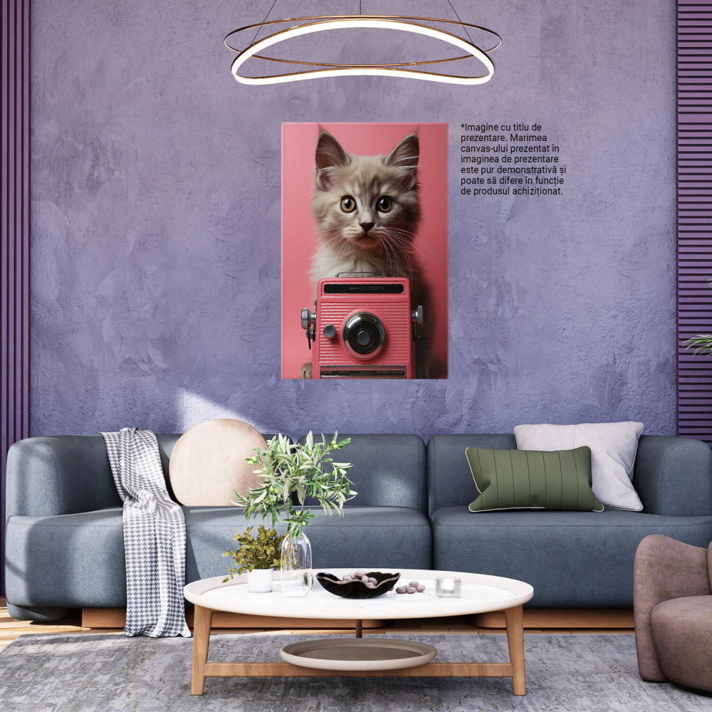 Tablou Canvas Pisica cu Casetofon - Pictură Digitală Amuzantă, Marime 40x25CM [4]
