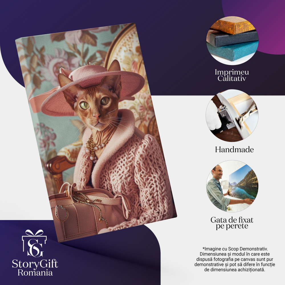 Tablou Canvas Pisica Sfinx și Stilul Luxos - Elemente Hermes, Marime 40x25CM [2]