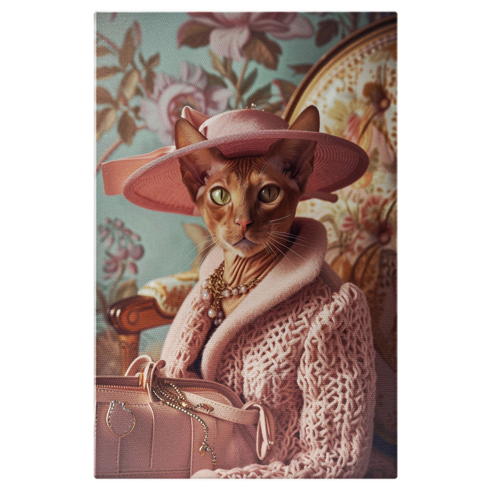 Tablou Canvas Pisica Sfinx și Stilul Luxos - Elemente Hermes, Marime 40x25CM [1]