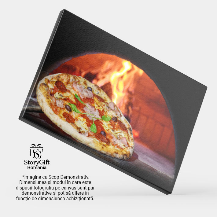 Tablou Canvas: Pizza Traditionala in Cuptor de Lemi - Fire, Mozzarella, Pizzeria 40x25CM [4]
