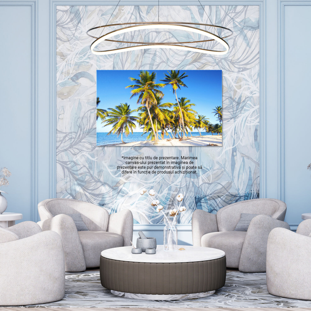 Plaja cu Palmieri și Ocean Cristalin - Atmosferă Tropicală, Marime 40x25CM [3]