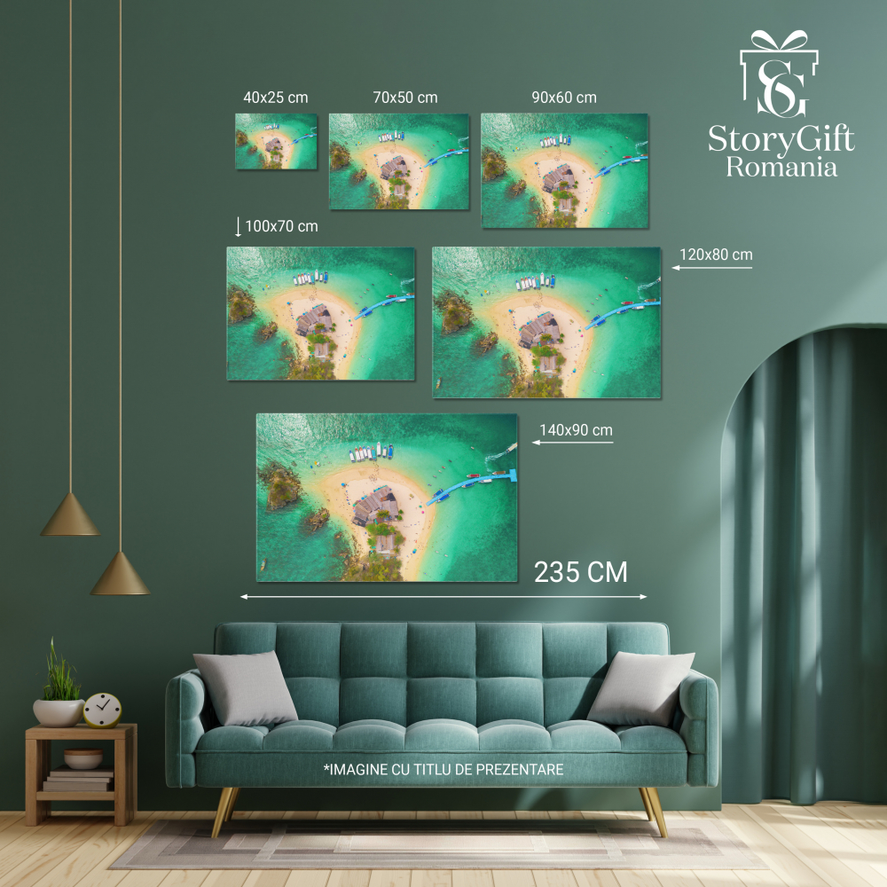 Tablou Canvas Plaja in Thailanda cu Ocean si Stanci, thailanda, phuket, ocean, plaja, fundal, atractie, casa, mal, stanci, turism, vara, sezon, natura, insula. 140x90CM [4]