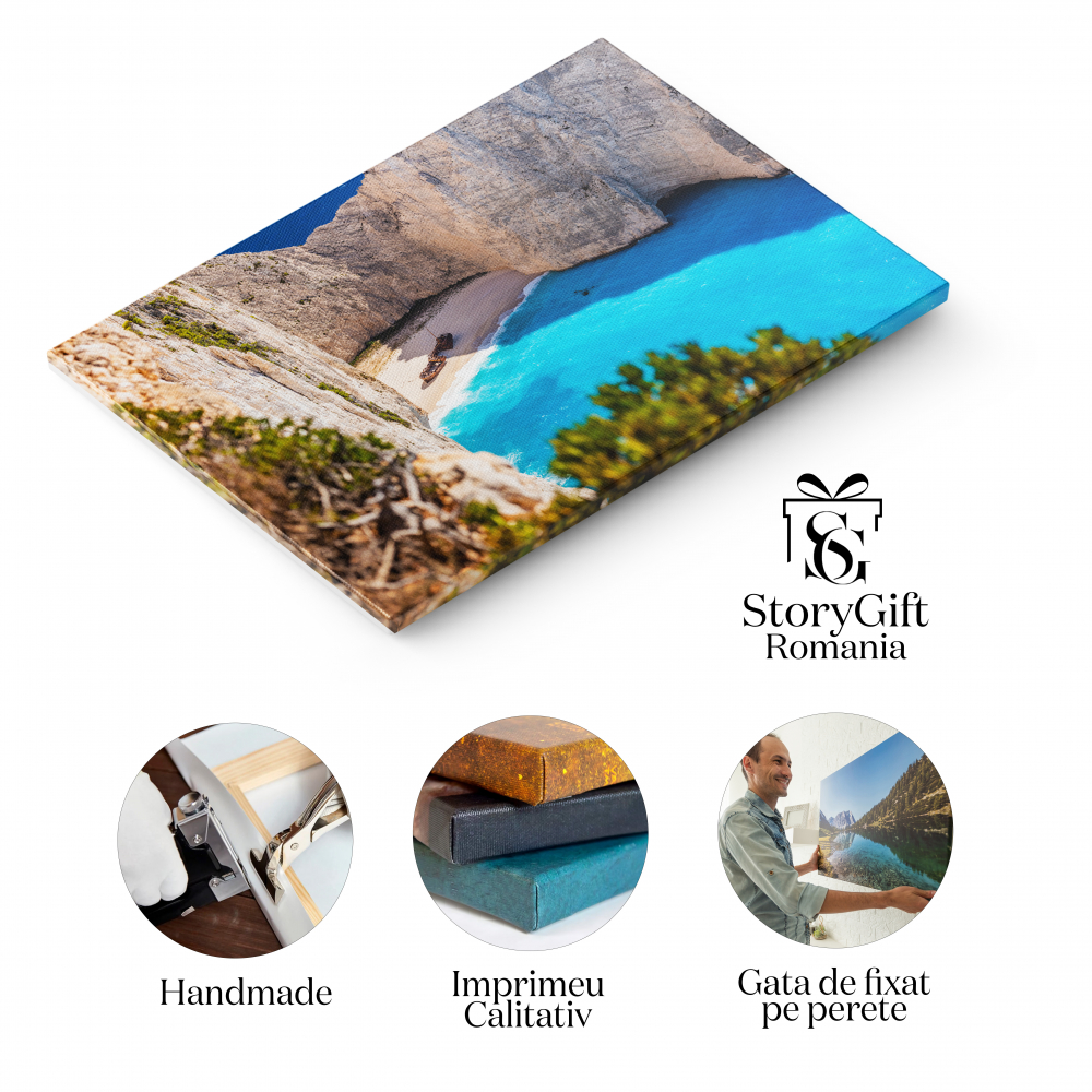 Tablou Canvas Plaja Navagio din Zakynthos, Grecia; Grecia, Zakynthos, Plaja, Navagio, Peisaj Marin 90x60CM [2]