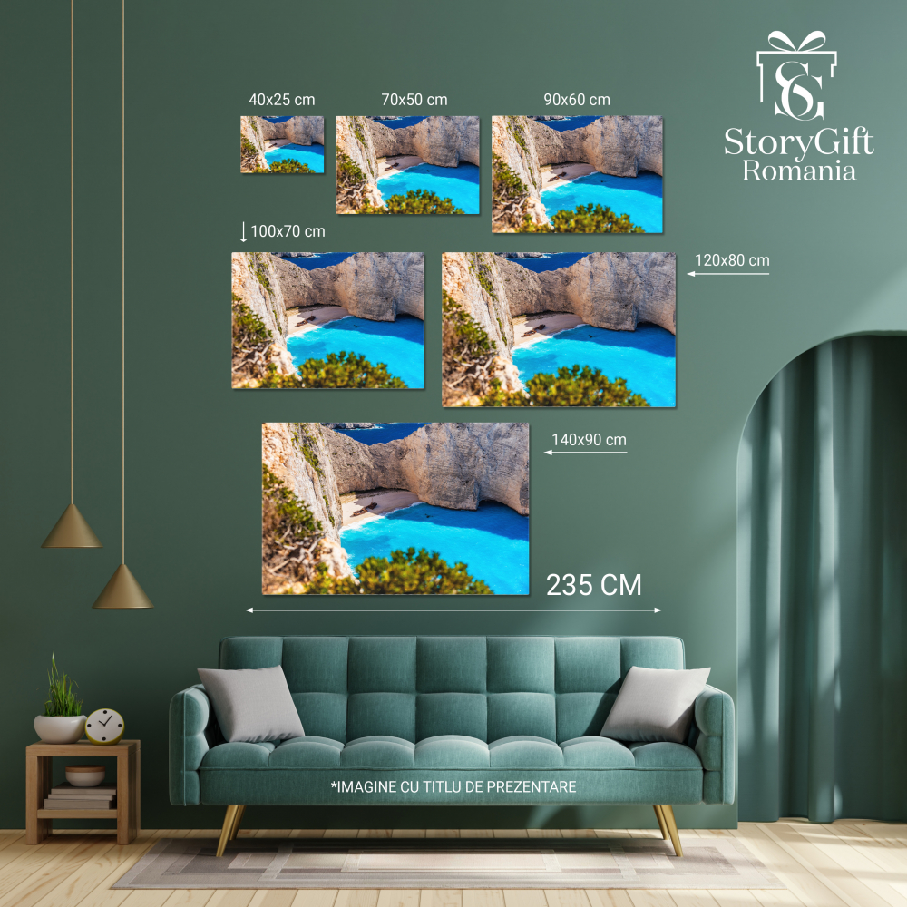 Tablou Canvas Plaja Navagio din Zakynthos, Grecia; Grecia, Zakynthos, Plaja, Navagio, Peisaj Marin 90x60CM [4]