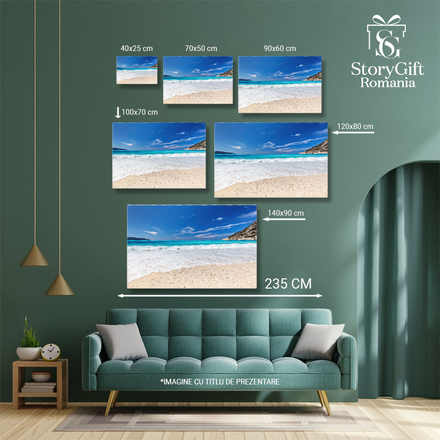 Tablou Canvas Plaja Paradisiaca Myrtos Turquoise si Relaxare, 40x25cm [5]
