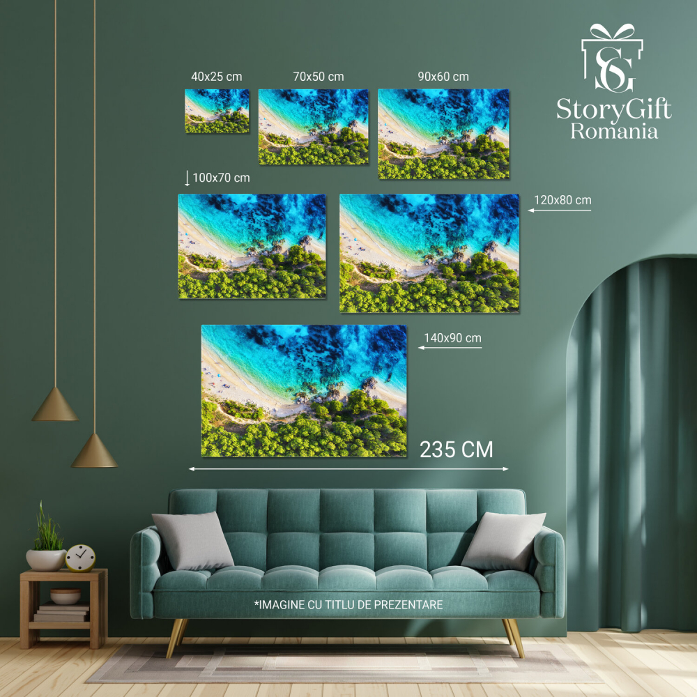 Plaja și Valuri – Tablou Canvas din Perspectivă Aeriană, Marime 40x25CM [4]