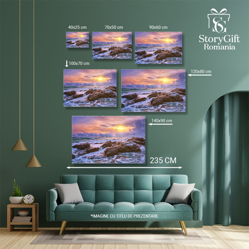 Tablou Canvas - Plaja Skagsanden in Lofoten: fjord, sunset, cloud, landscape, norwegian, ocean 40x25CM [5]